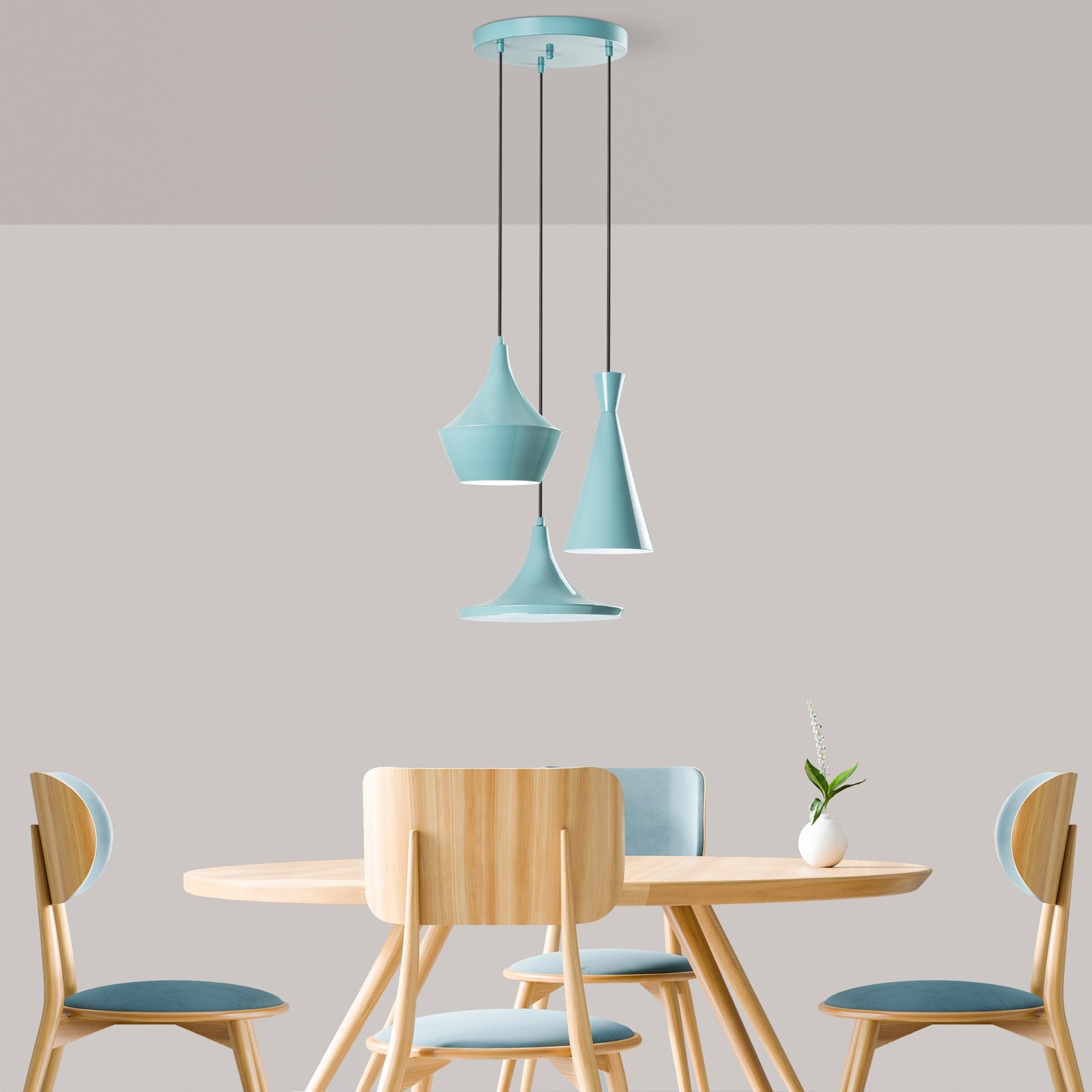 Opviq Luster Tom-3556, 45-135cm, 3xE27 s, tirkizna