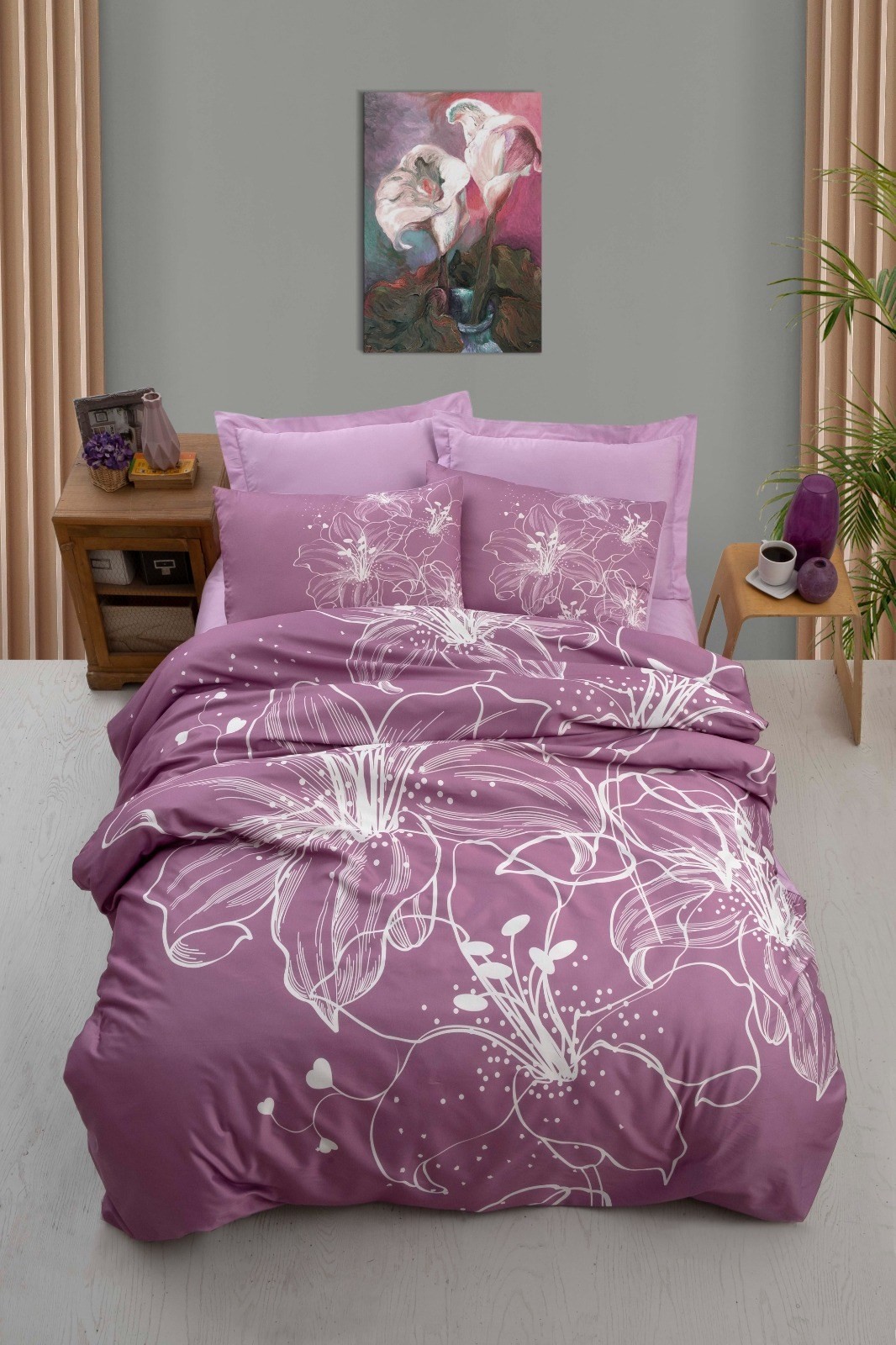 L'essentiel Maison set posteljine 471, 200x220 cm, ljubičasto-bijela