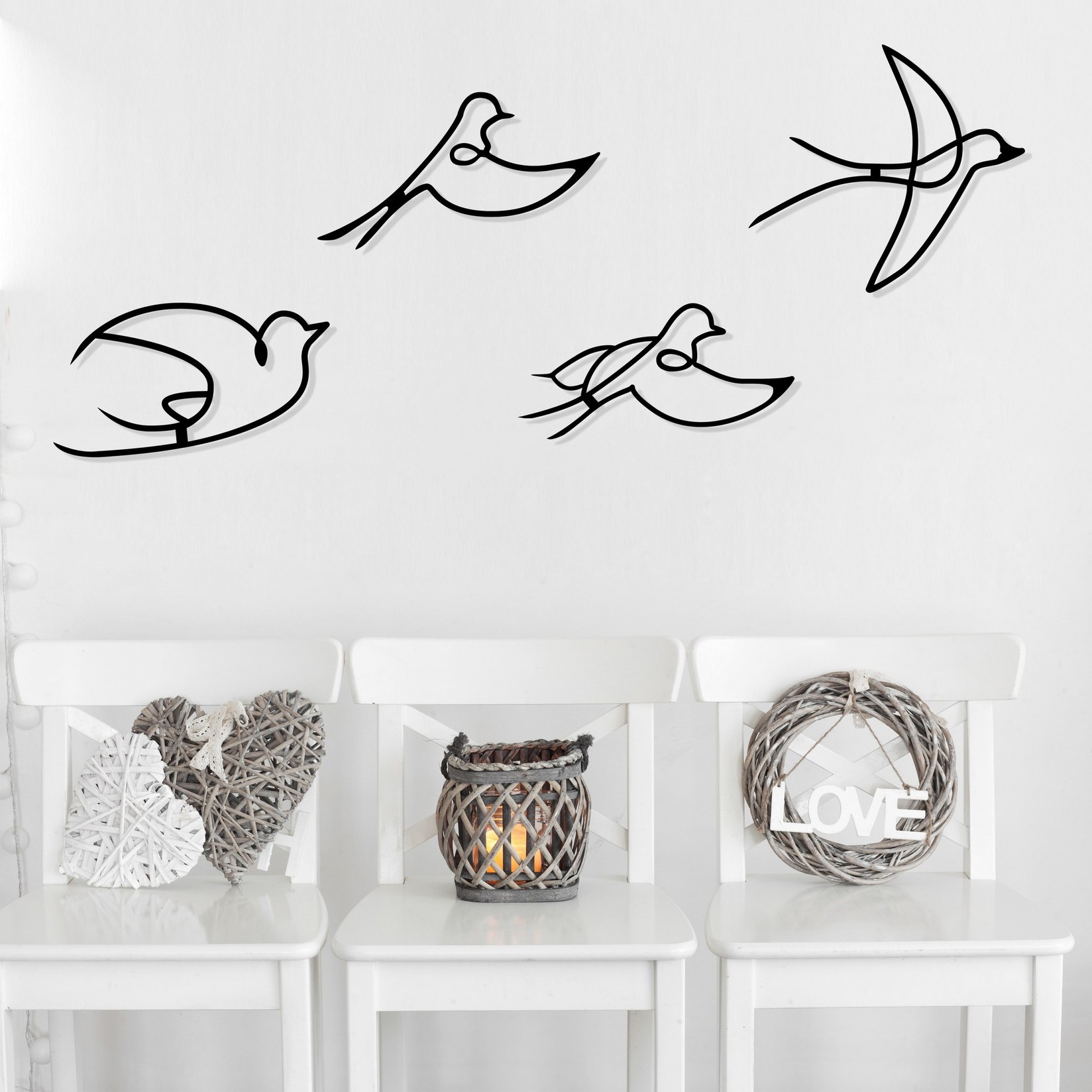 Wallity Set zidnih ukrasa Hope, 1,2 mm, 4 komada, crni