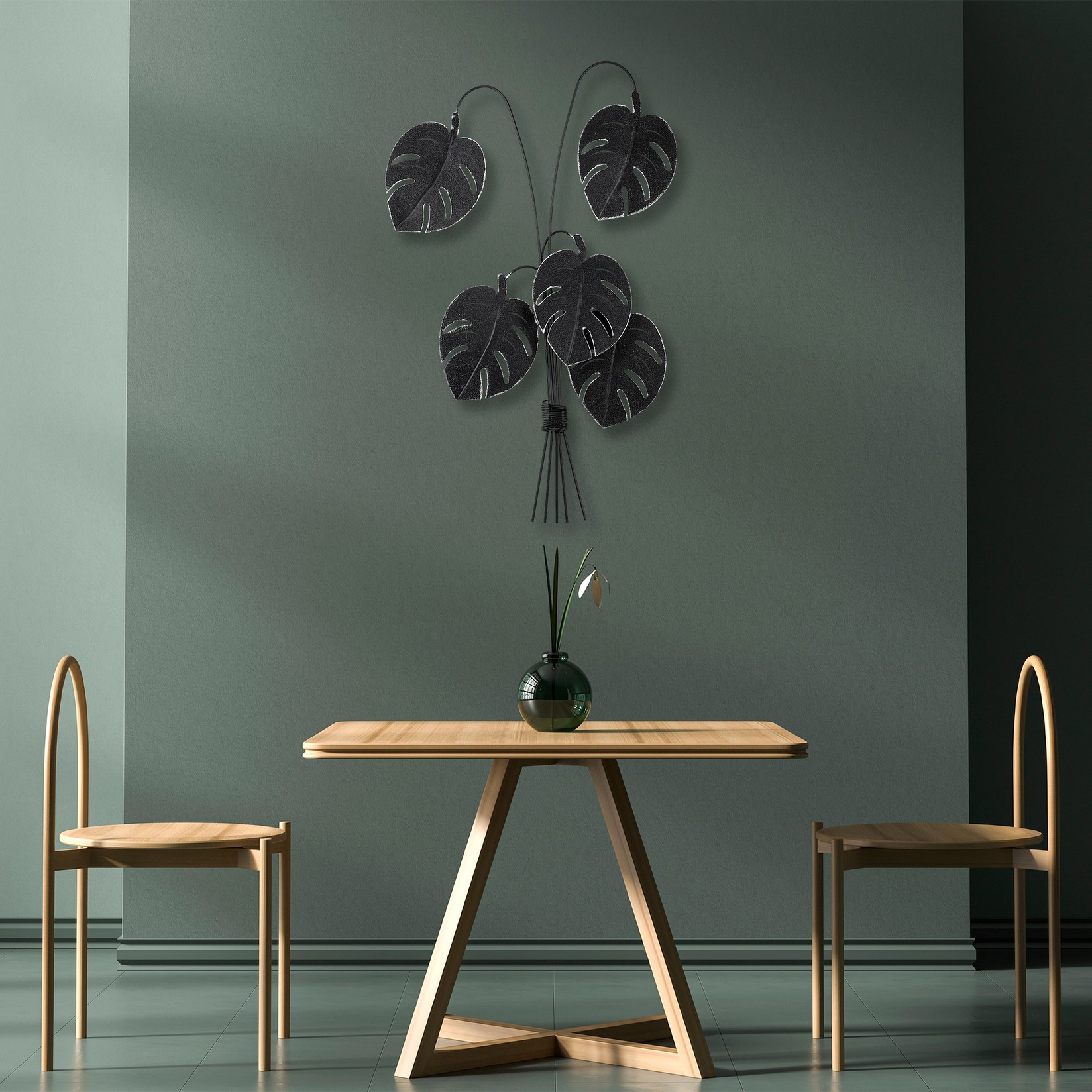 Wallity Zidna dekoracija Monstera, 60x100x12 cm, Crna