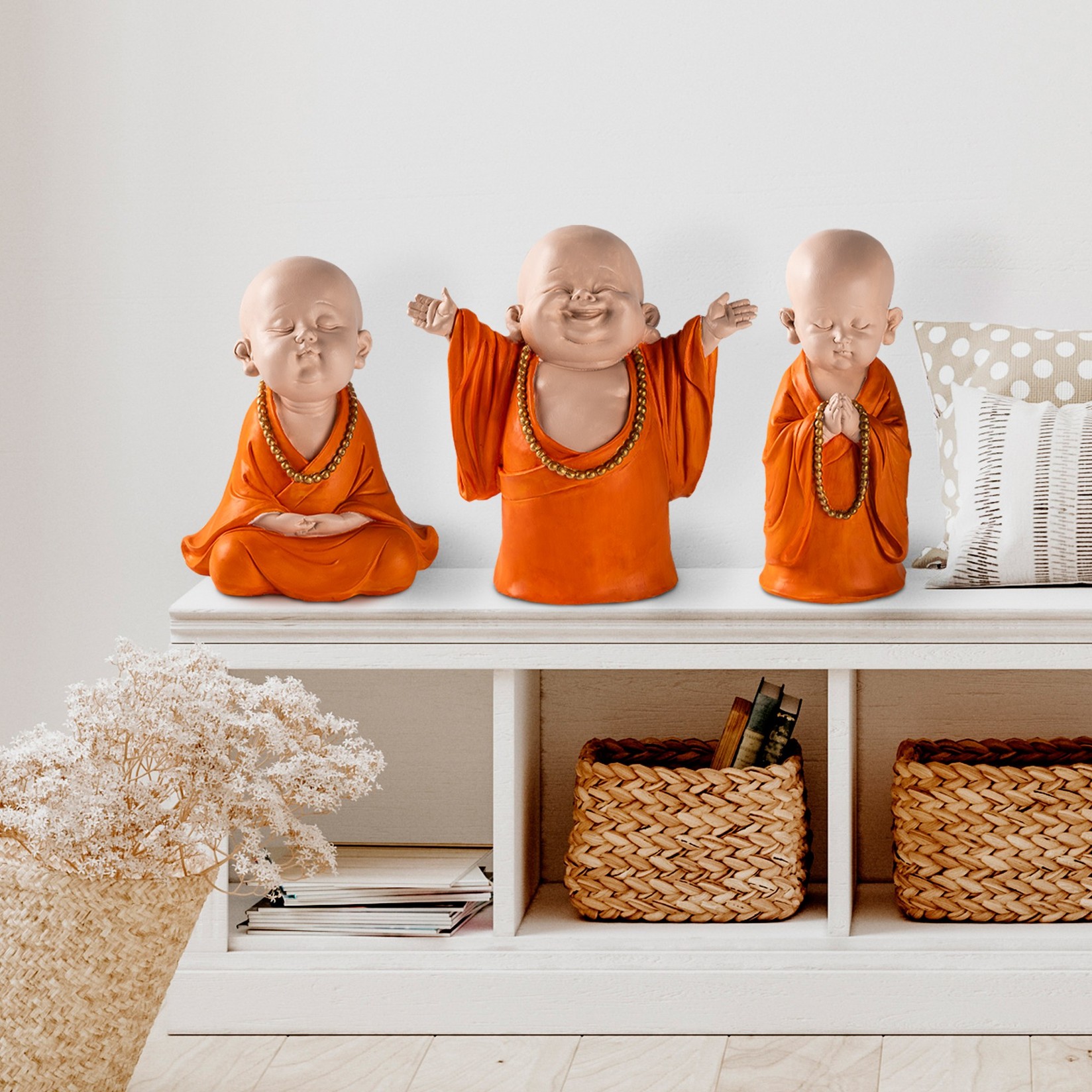 Aberto Design Set ukrasnih figura Yak-045, 27x27x17cm, 20x25x17cm, 14x33x14cm, 3 dijela, Narandžasta