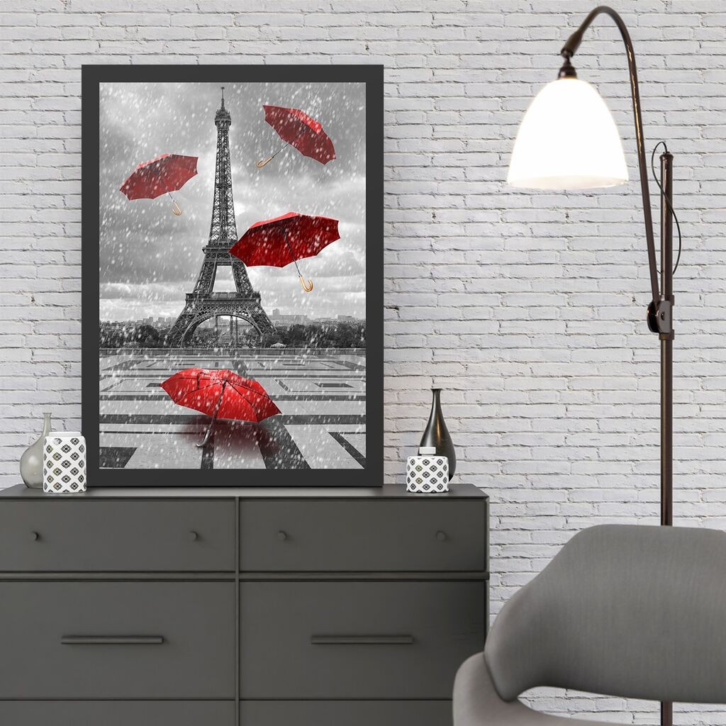 Wallity Uokvirena slika Eiffelov toranj 3, 40x55 cm