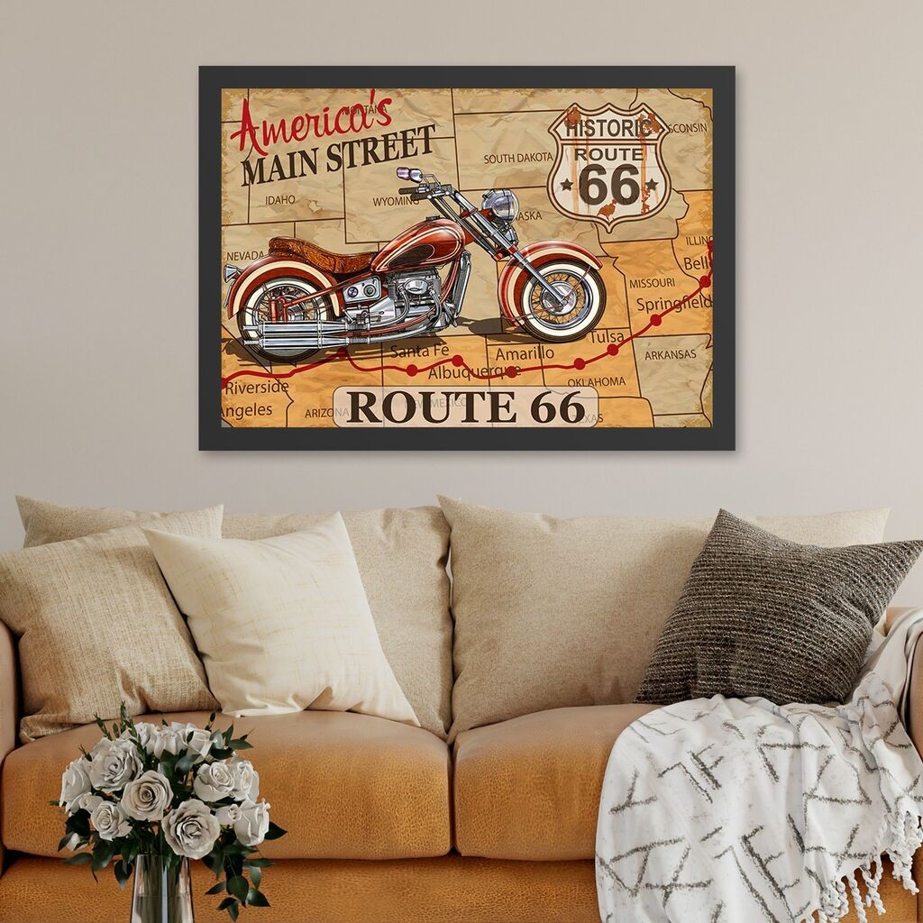 Wallity Uokvirena slika Route 66, 35x45 cm