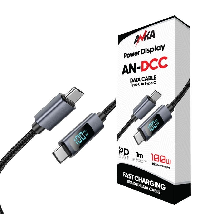 Anka Digitalni Data Kabel Type-C na Type-C, 100W, Crni