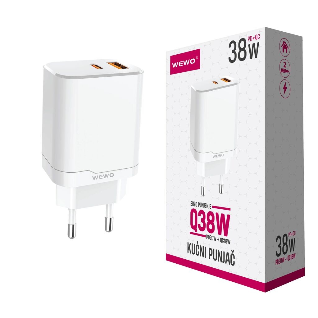 Wewo Punjač za brzo punjenje Q38W PD20W+QC18W