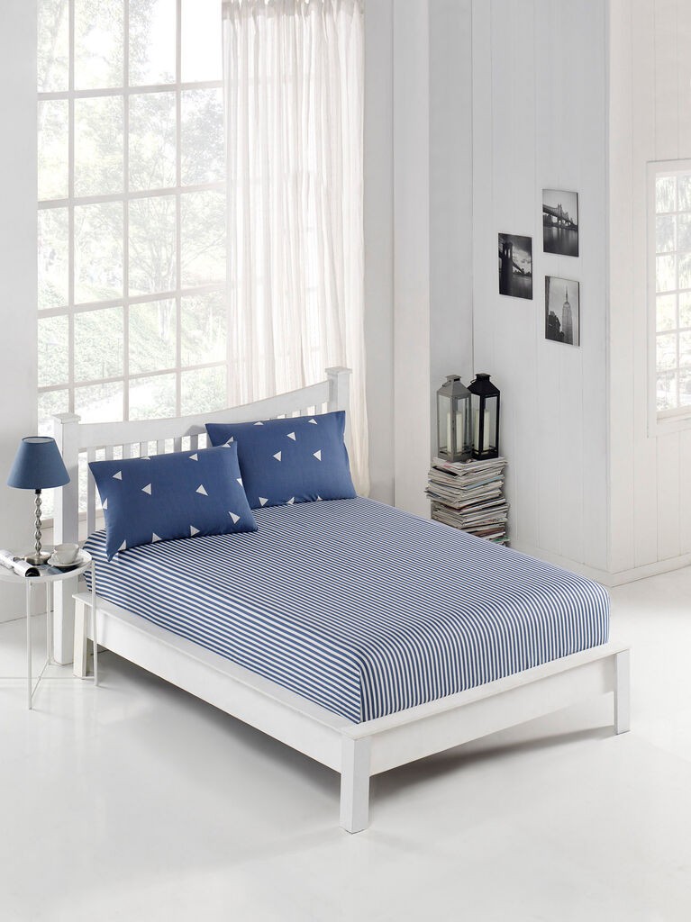 L'essentiel Maison set posteljine Ucgen, 100x220 cm, plava