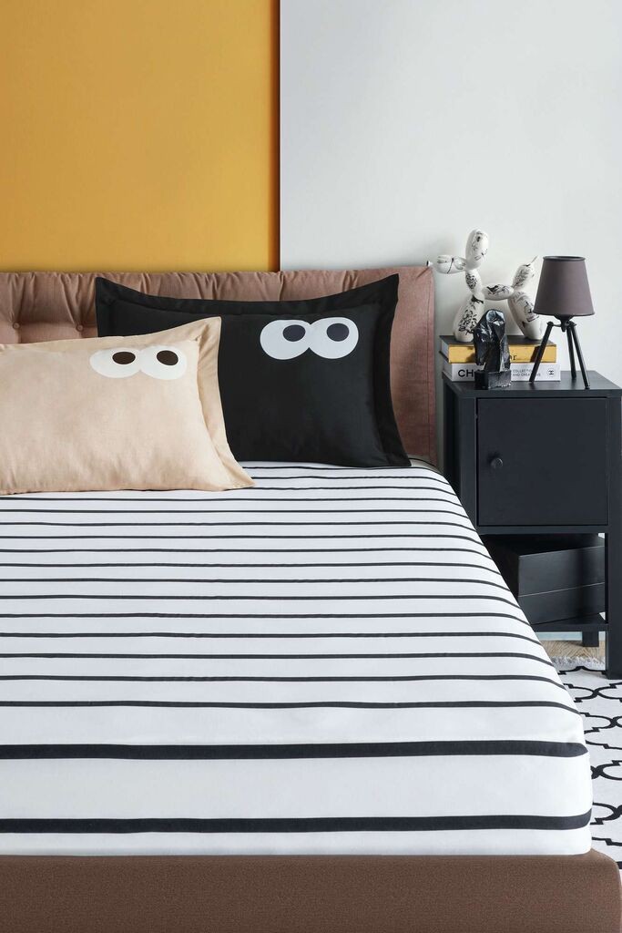 L'essentiel Maison set posteljine Smiješno, 160x220 cm, Crno-bijelo