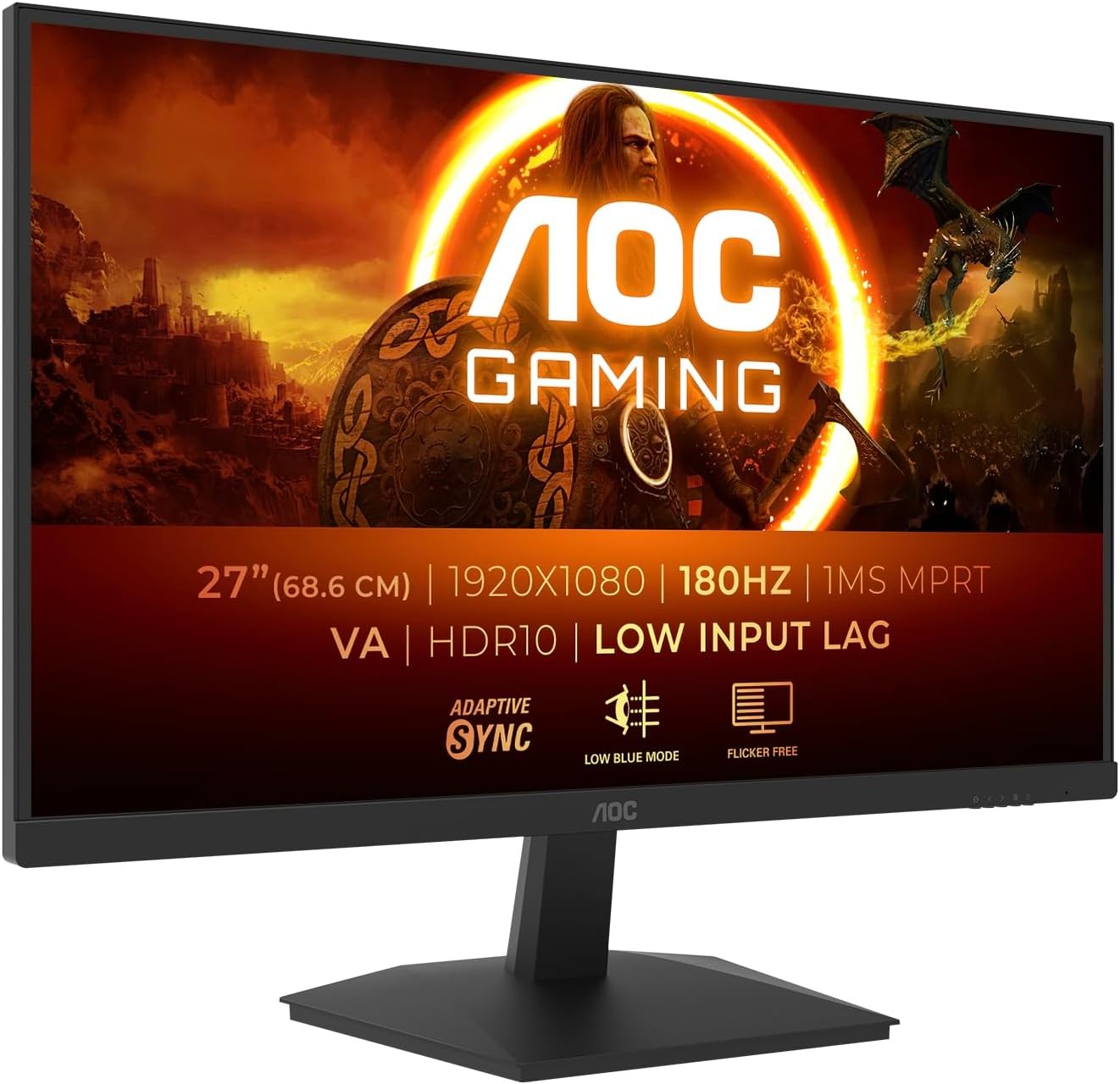 AOC Gaming monitor 27G15N2 27"/VA/1920x1080/180Hz/1ms MPRT/HDMIx2,DP/VESA/crni