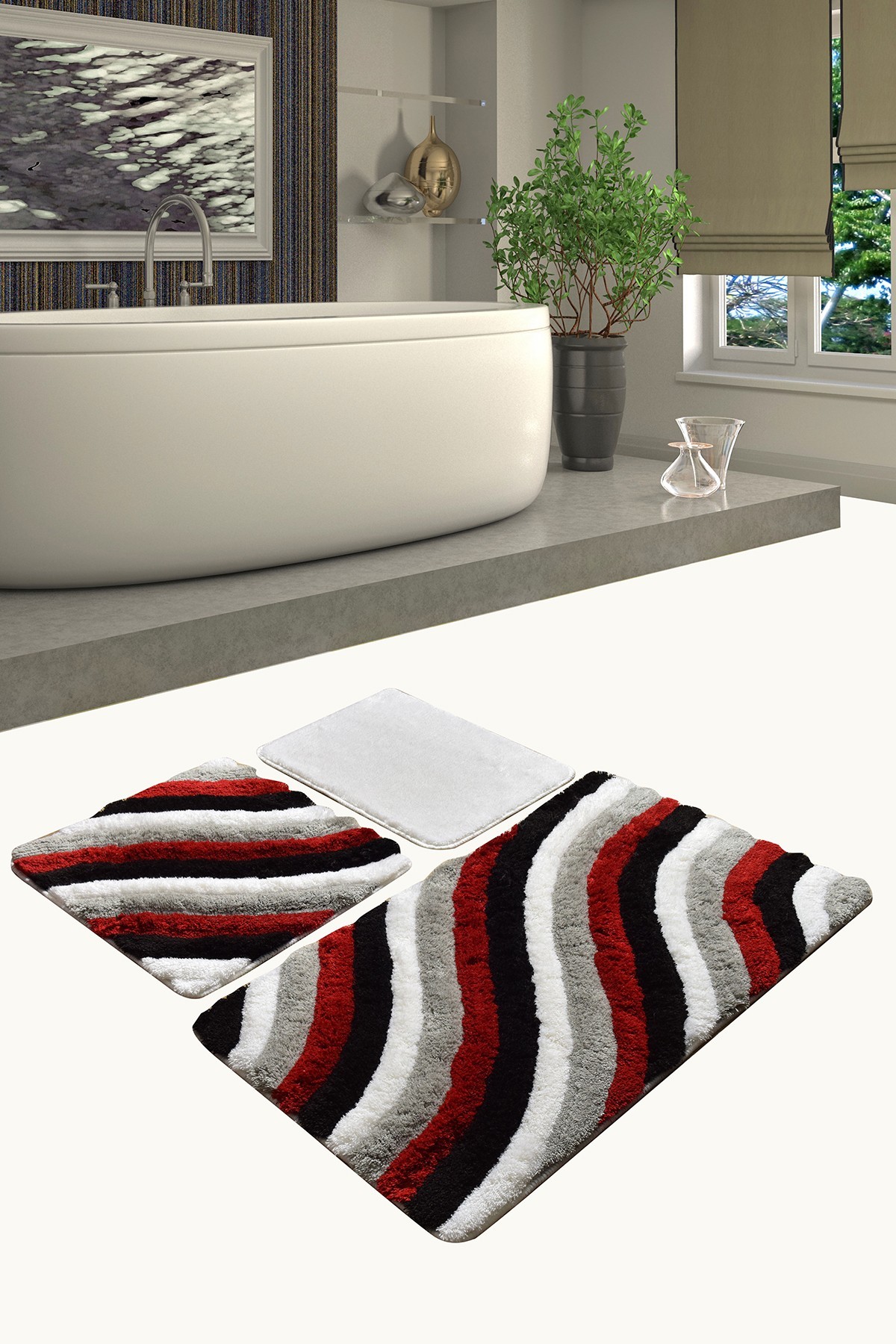 L'essentiel Maison Set od 3 kupaonska tepiha Colorful