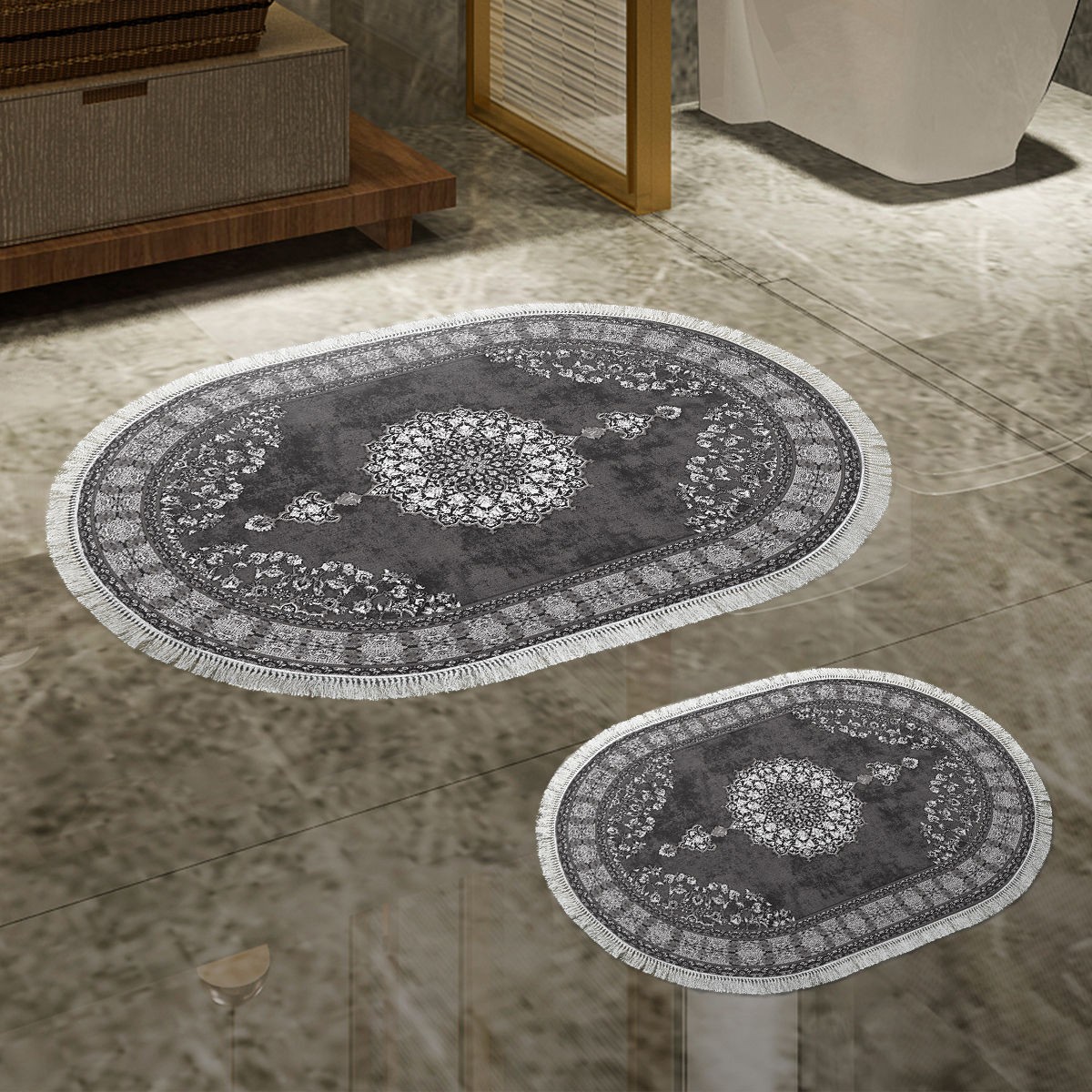 L'essentiel Maison Set od 2 kupaonska tepiha siva