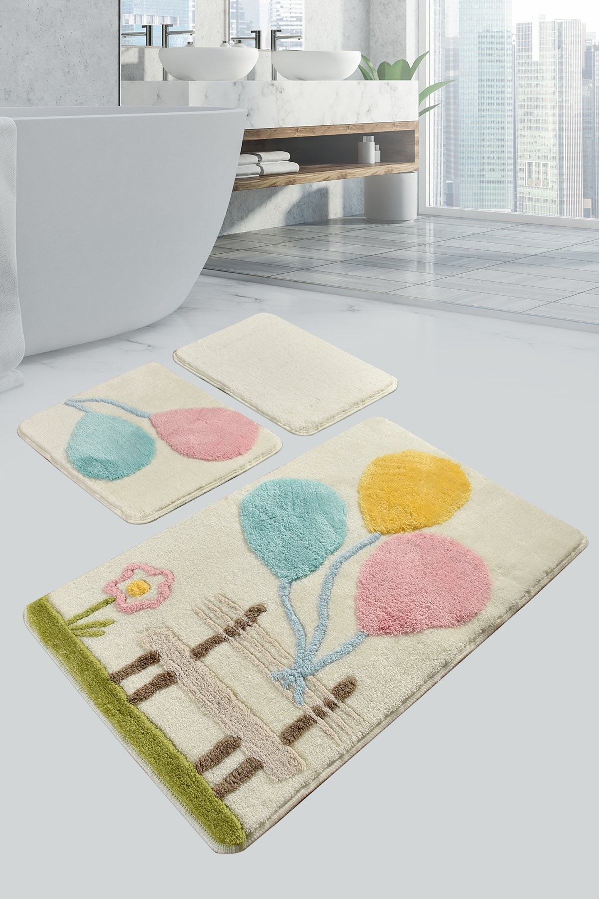 L'essentiel Maison Set od 3 kupaonska tepiha Colorful