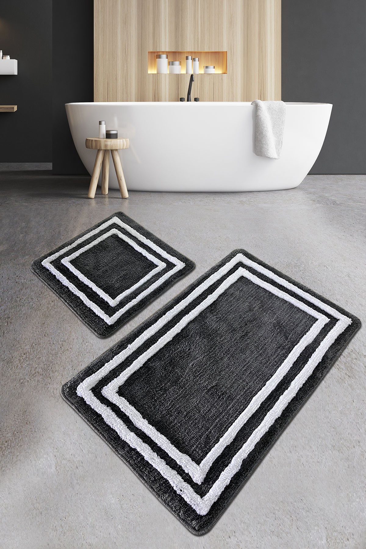 L'essentiel Maison Set od 2 kupaonska tepiha Antracit