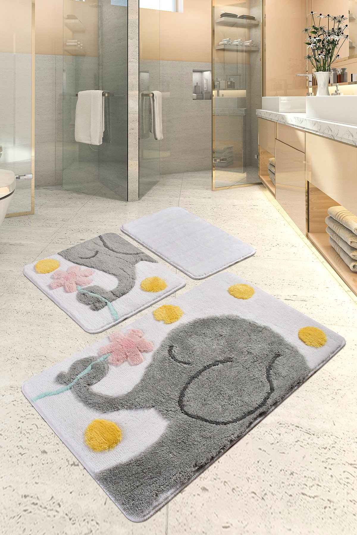 L'essentiel Maison Set od 3 kupaonska tepiha Colorful