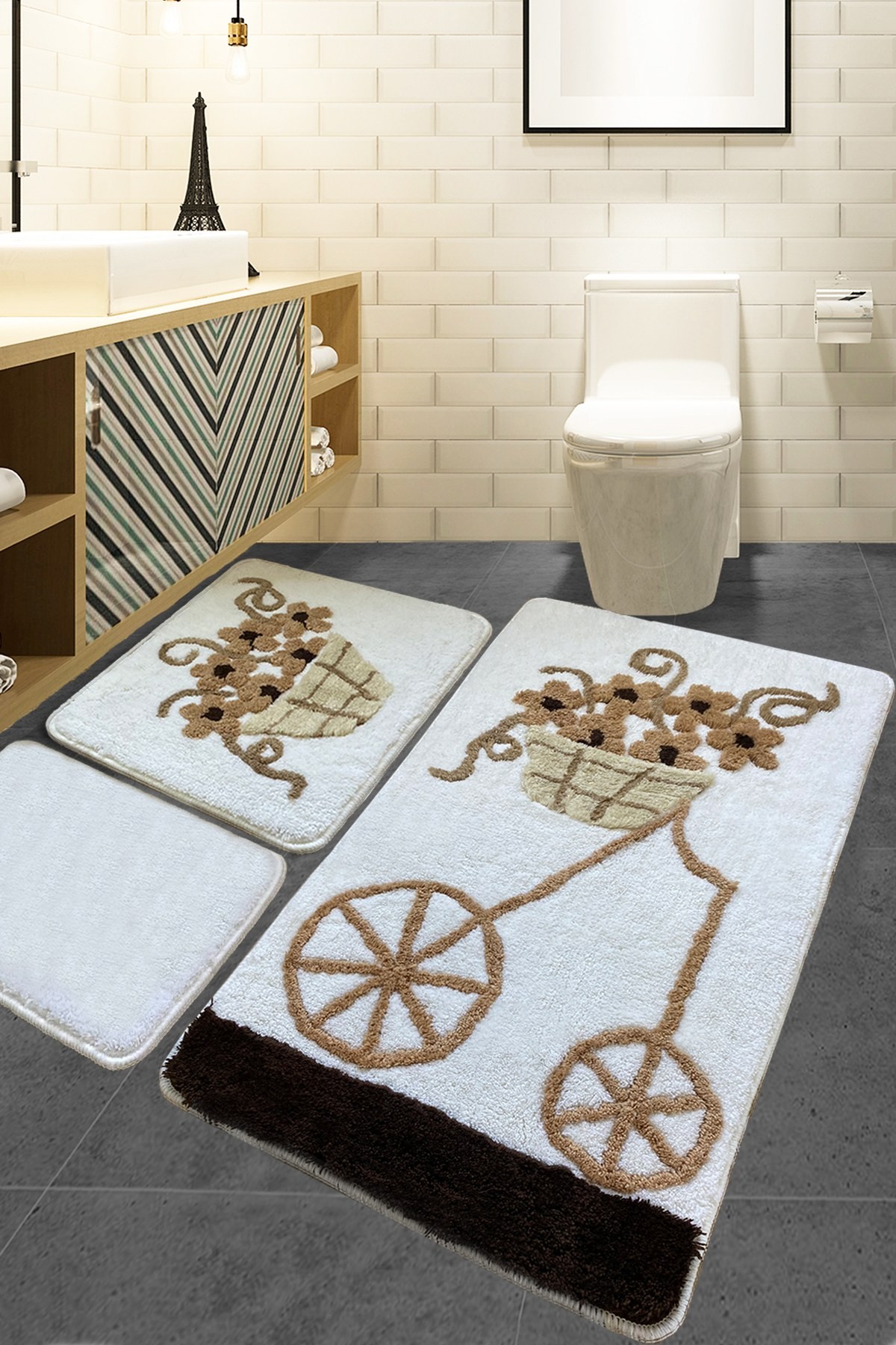 L'essentiel Maison Set od 3 kupaonska tepiha Colorful