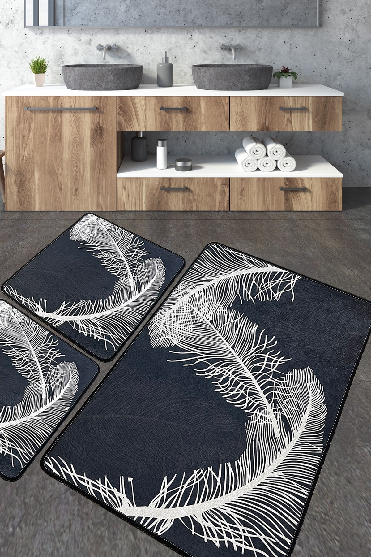 L'essentiel Maison Set od 3 kupaonska tepiha Colorful