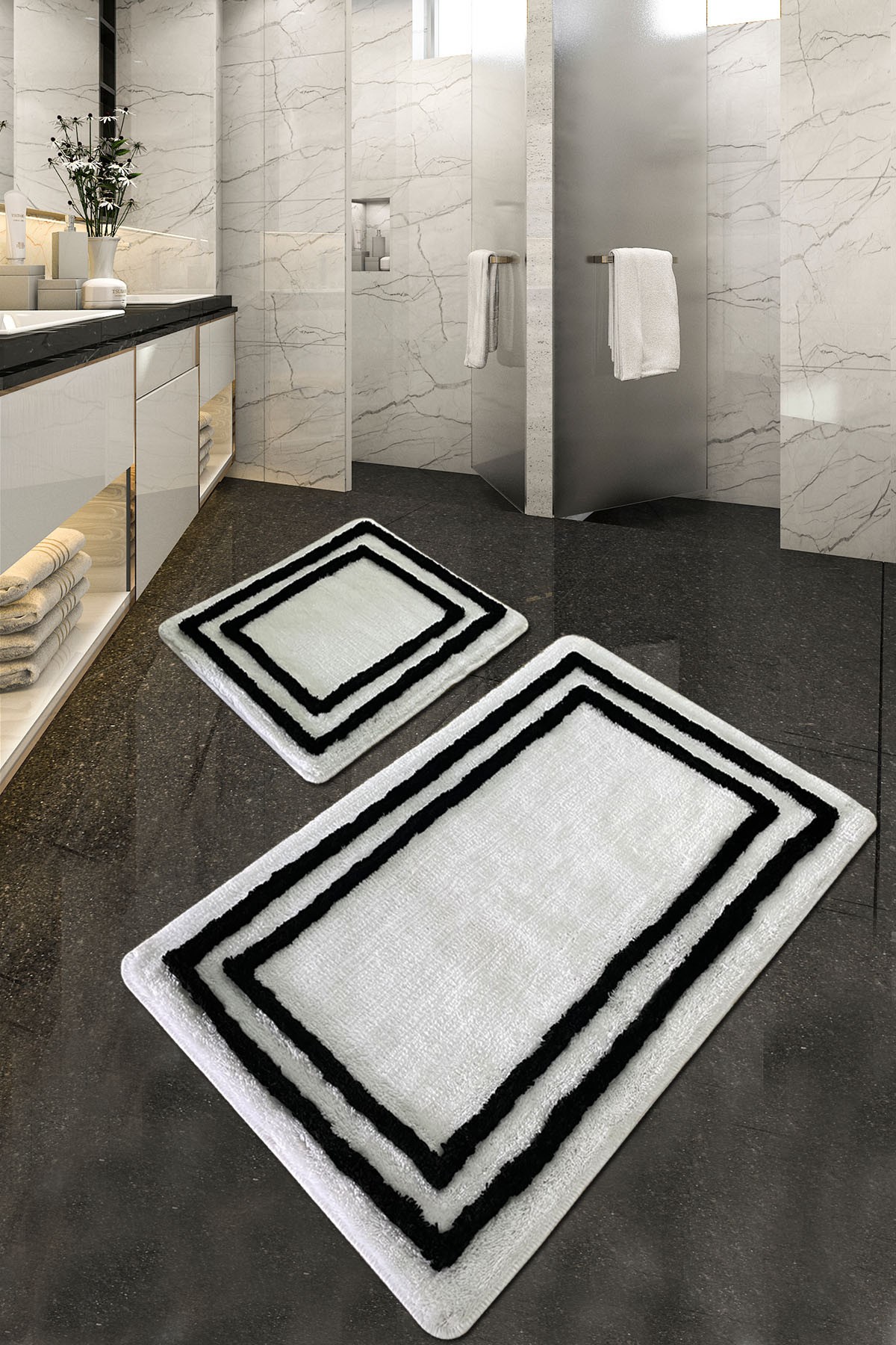 L'essentiel Maison Set od 2 tepiha za kupatilo, bijela