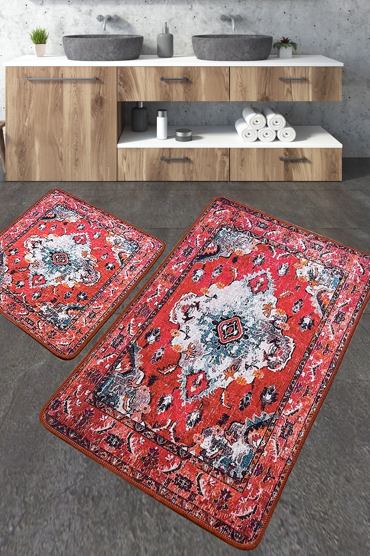 L'essentiel Maison Set od 2 kupaonska tepiha Plava