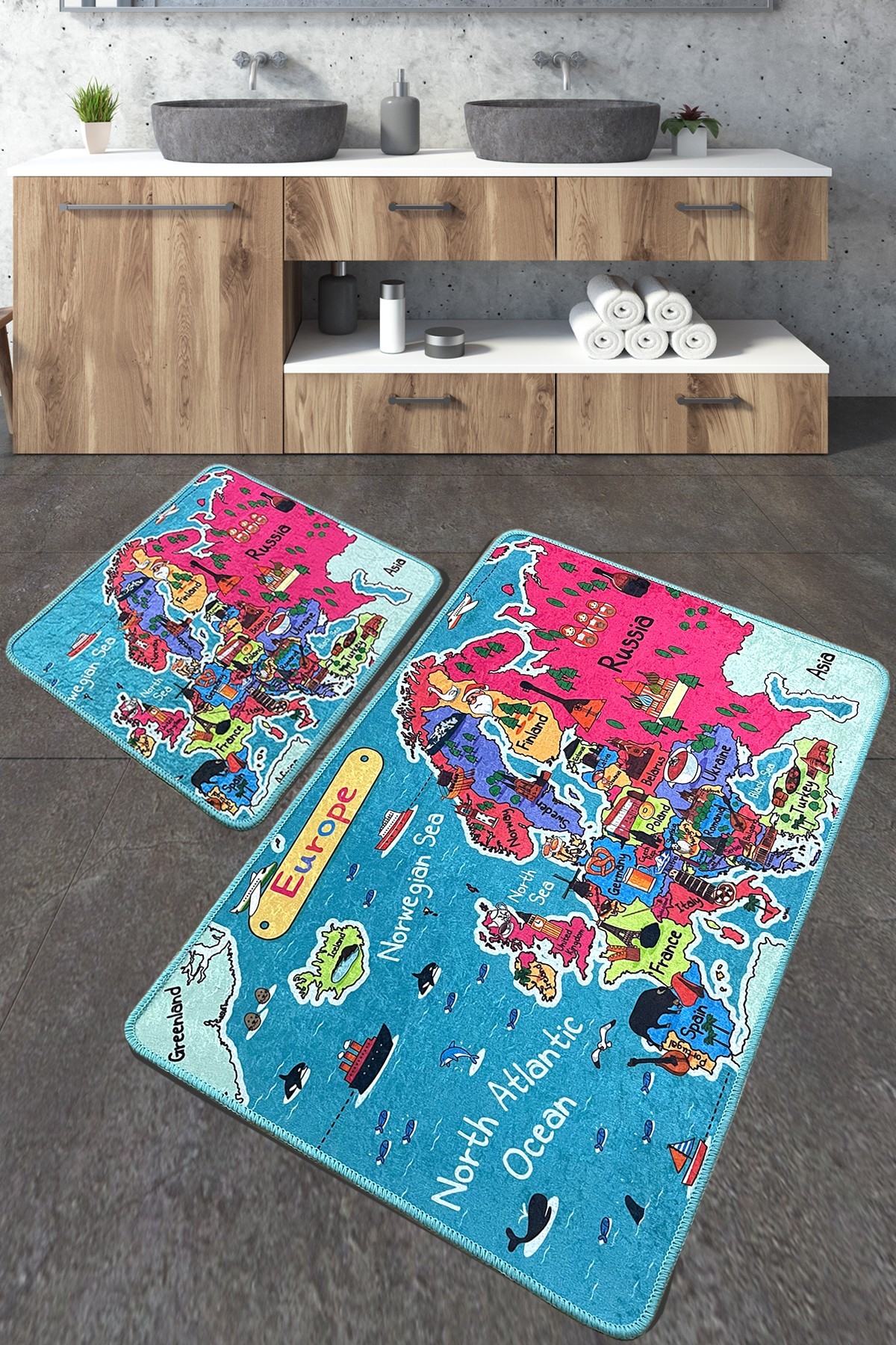 L'essentiel Maison Set od 2 kupaonska tepiha Šarene