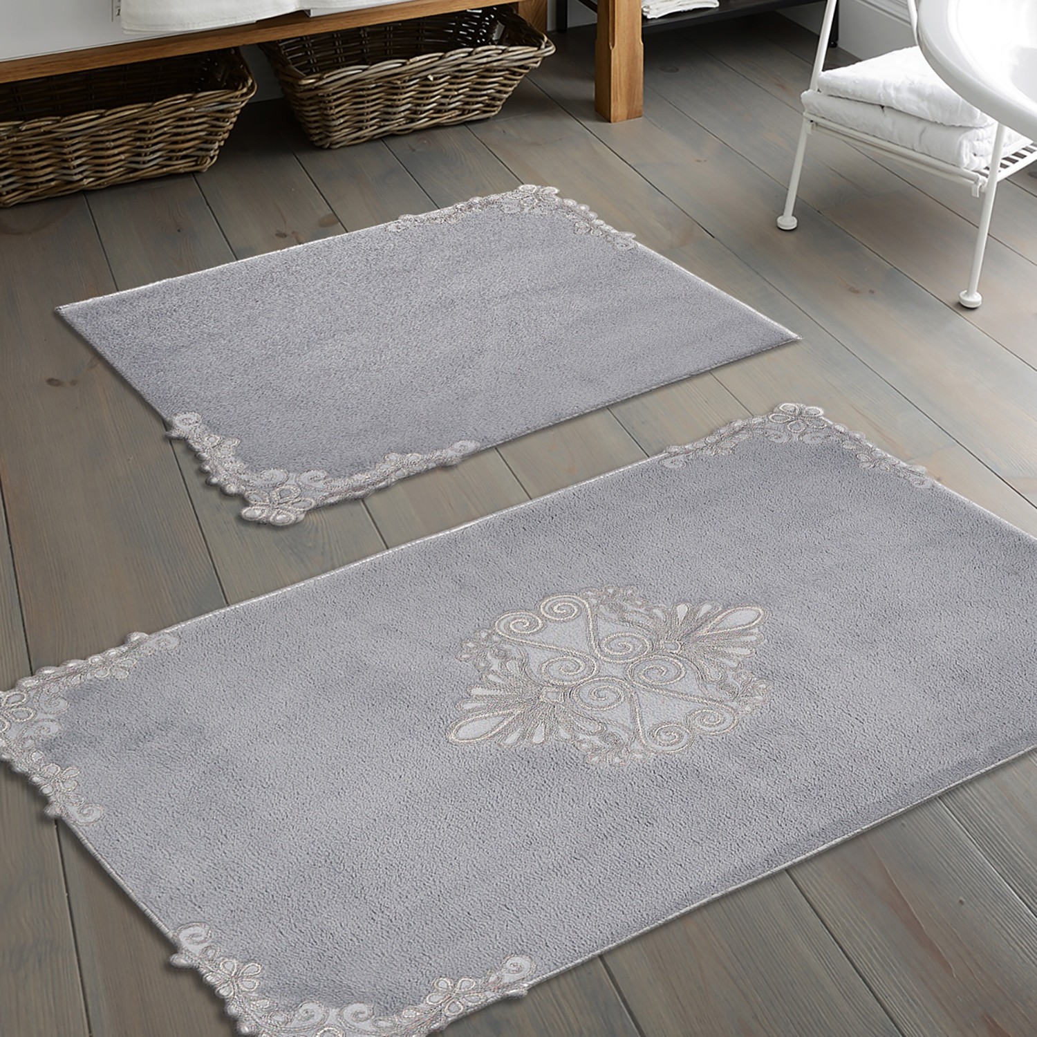 L'essentiel Maison Set od 2 kupaonska tepiha siva