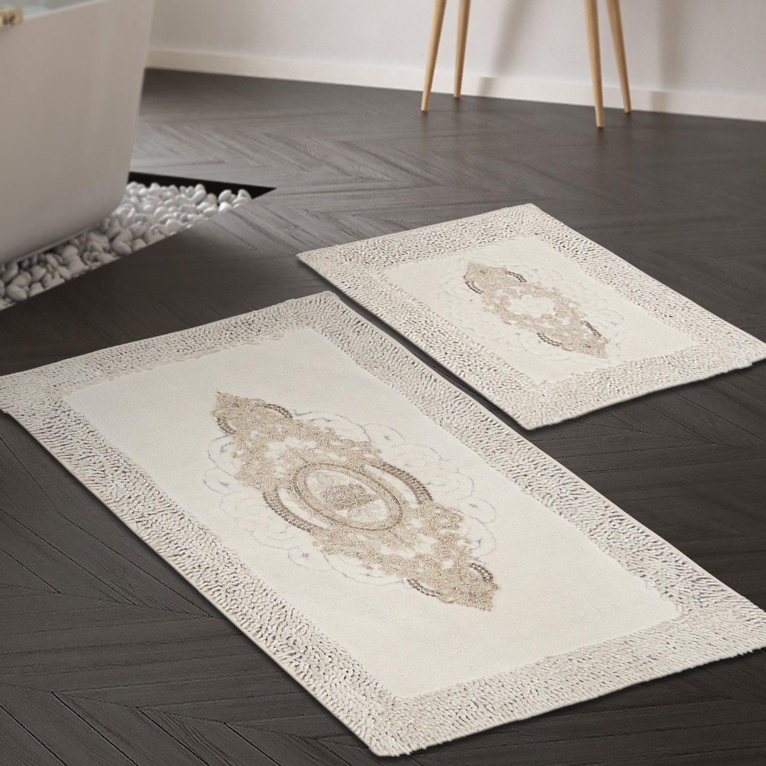 L'essentiel Maison Set od 2 tepiha za kupatilo, krem ​​boje