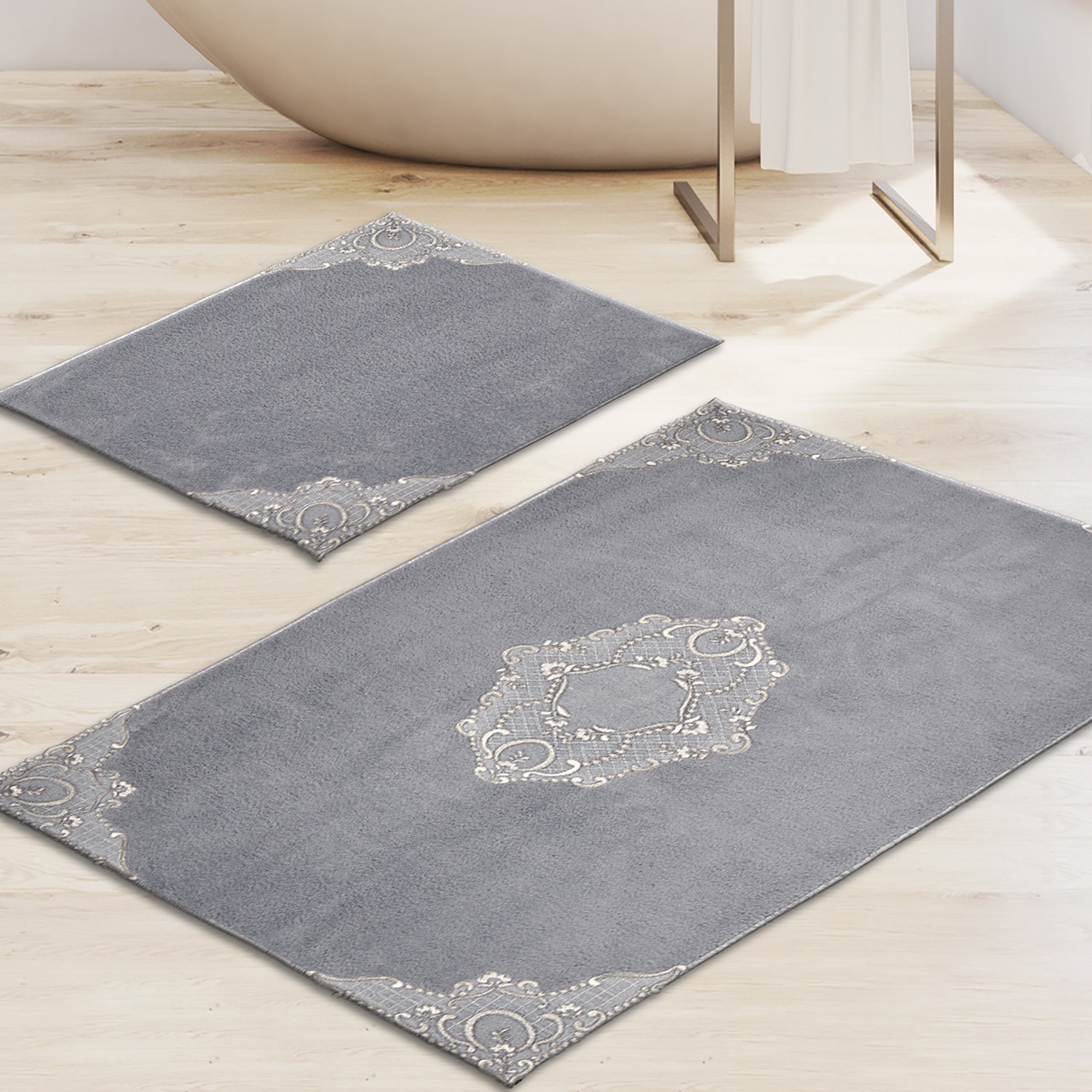 L'essentiel Maison Set od 2 kupaonska tepiha siva