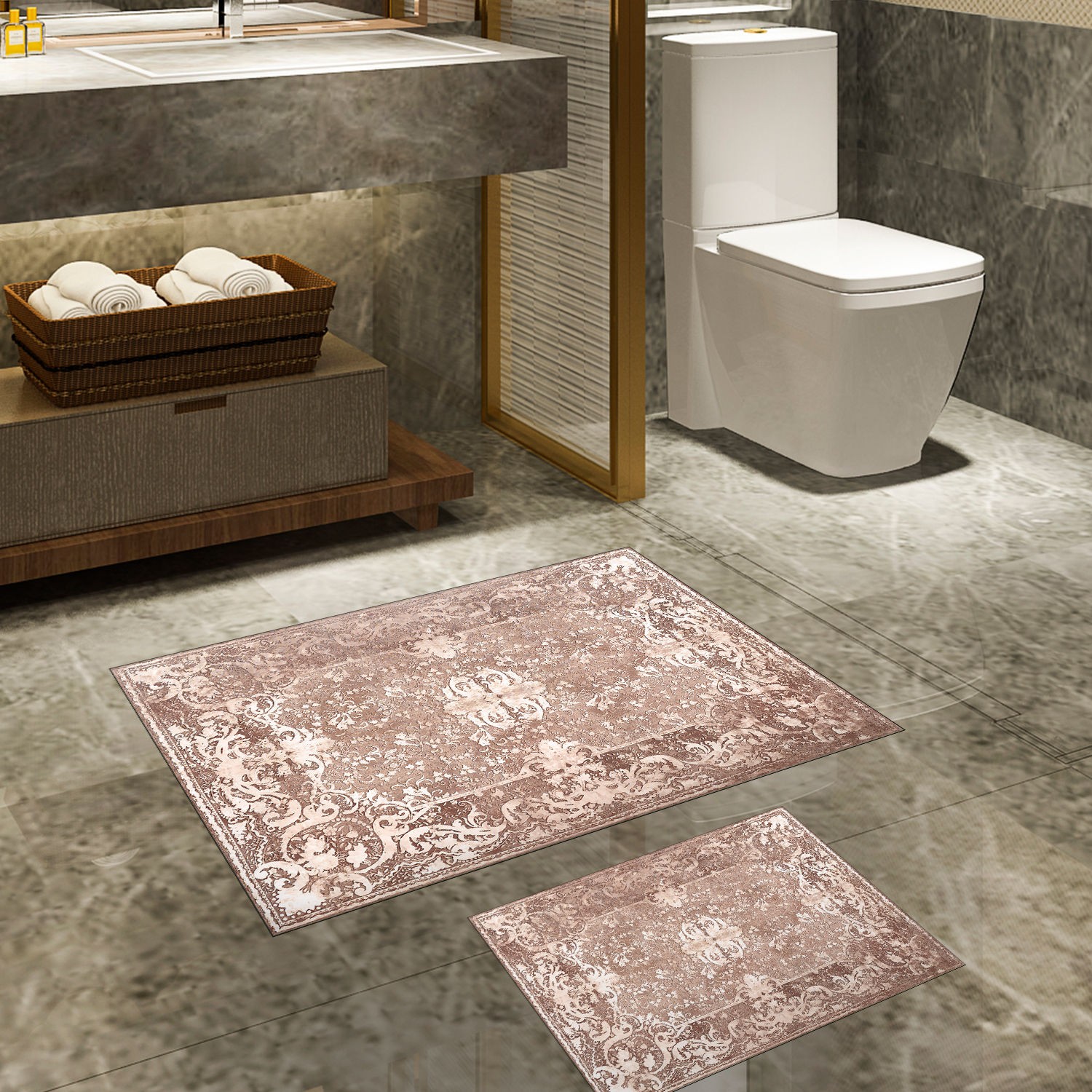 L'essentiel Maison Set od 2 kupaonska tepiha Bež