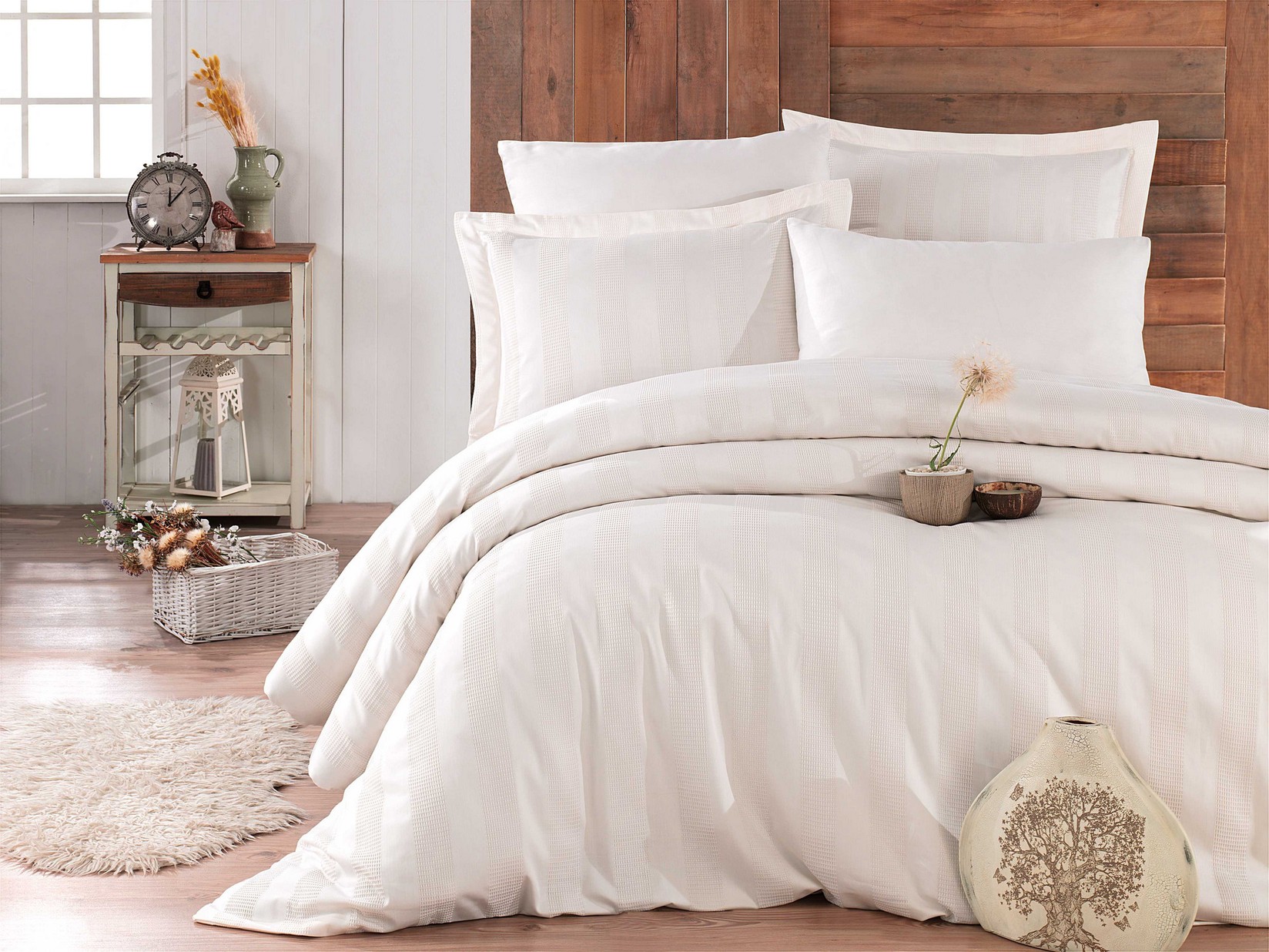 L'essentiel Maison set posteljine Wafel, 200x220 cm, 240x260 cm, krem