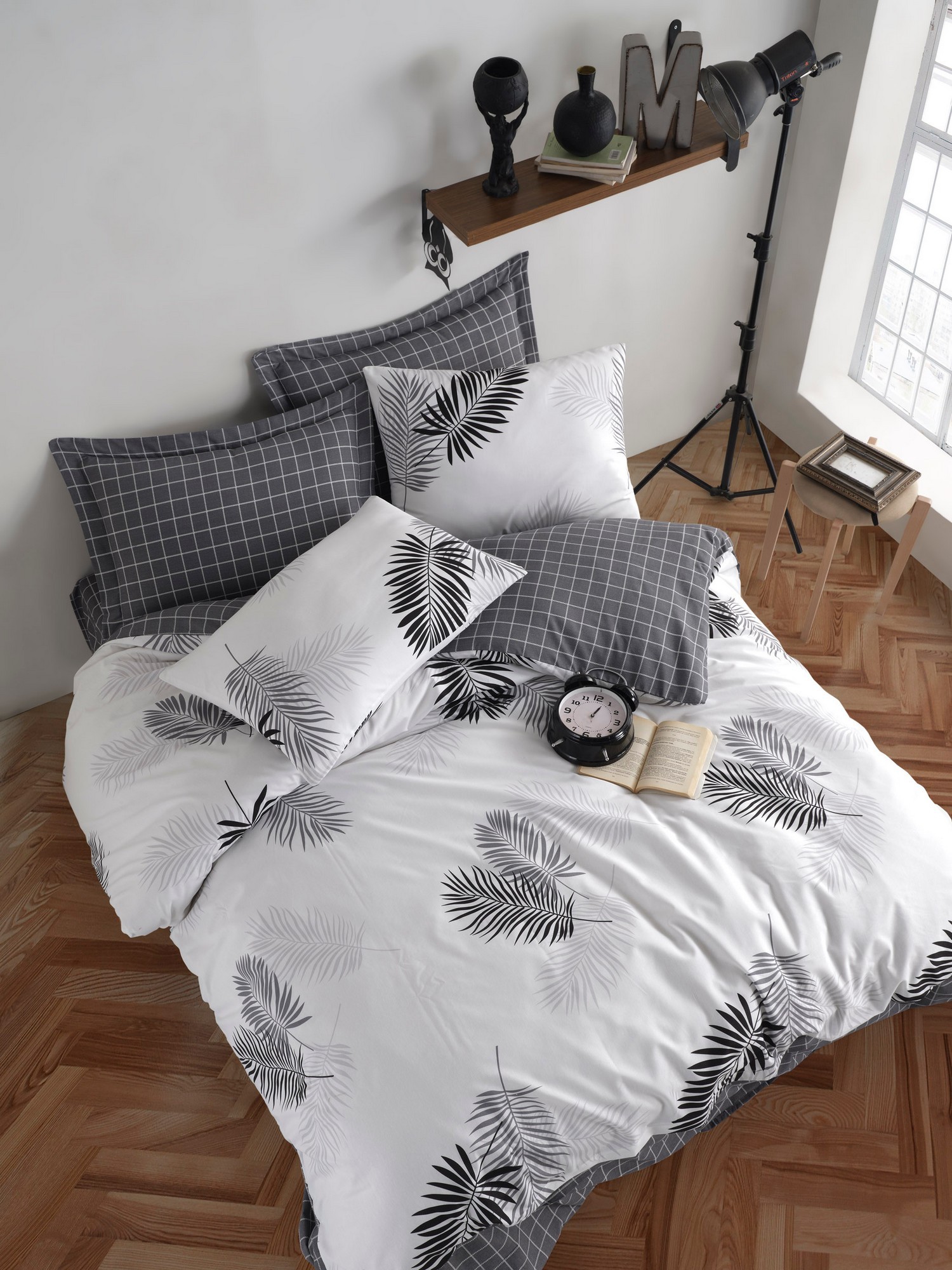 L'essentiel Maison Posteljina Pipong, 200x220 cm, 220x240 cm, Bijelo-siva