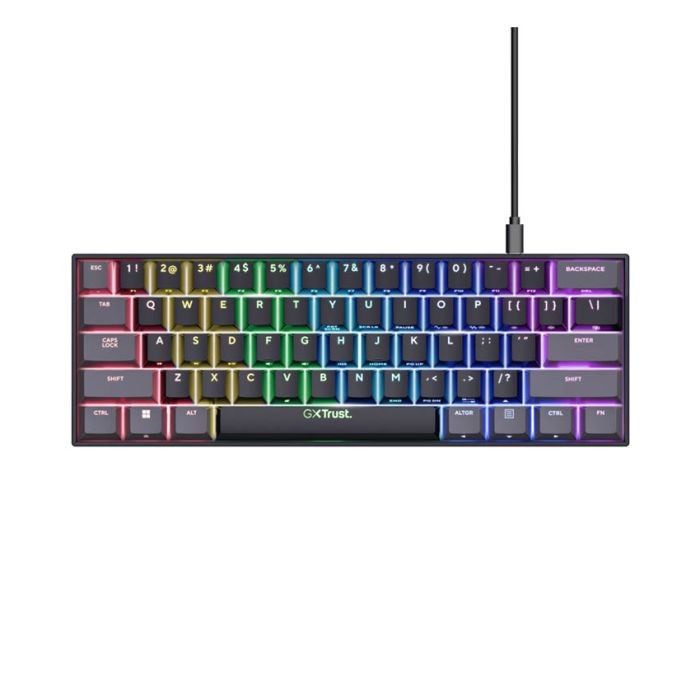 Trust gejmerska tastatura GXT867, ACIRA 60%, USB, mehanička, engleski jezik, crna