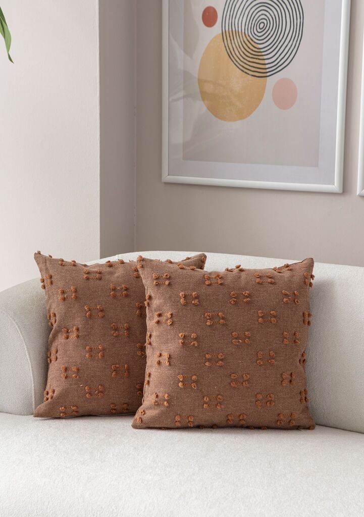 Aberto Design Set ukrasnih jastučnica Tuffet, 43x43 cm, 2 komada, Smeđa