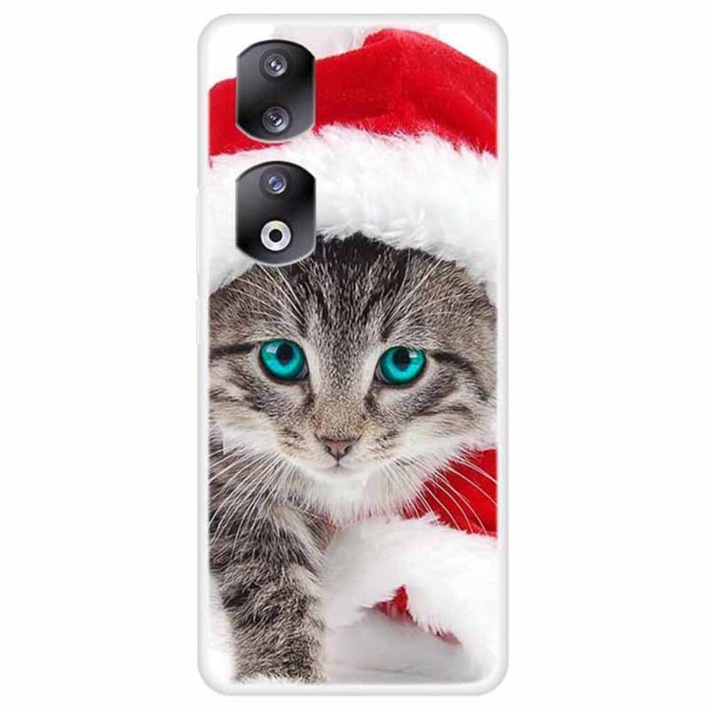 Maska za mobilni telefon Honor 90 Red Hat Cat, Šarena