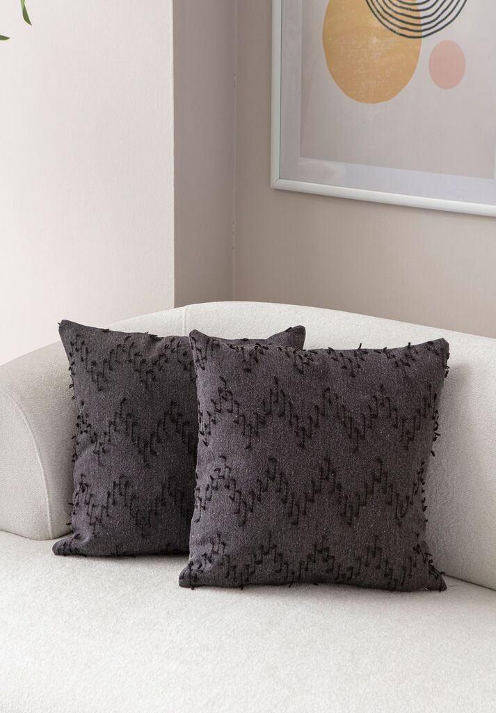 Aberto Design Set ukrasnih jastučnica Tuffet, 43x43 cm, 2 komada, Crna