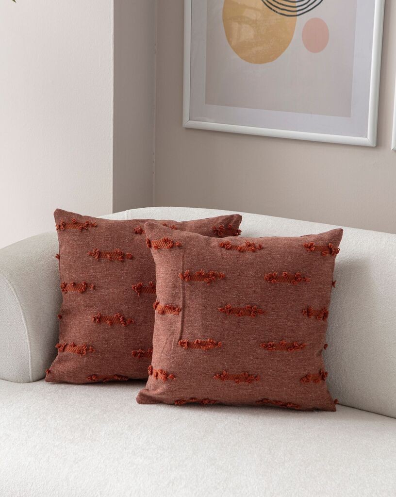 Aberto Design Set ukrasnih jastučnica Tuffet, 43x43 cm, 2 komada, Terakota