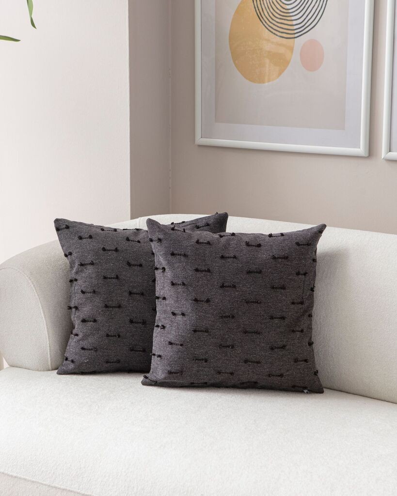 Aberto Design Set ukrasnih jastučnica Tuffet, 43x43 cm, 2 komada, Crna