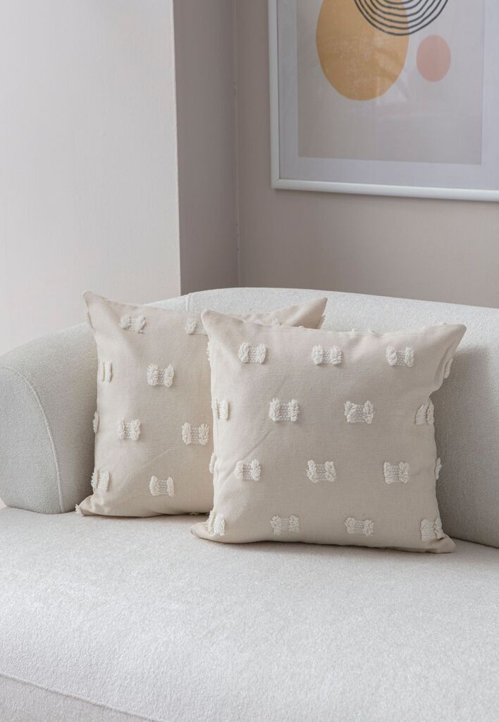 Aberto Design Set ukrasnih jastučnica Tuffet, 43x43 cm, 2 komada, krem
