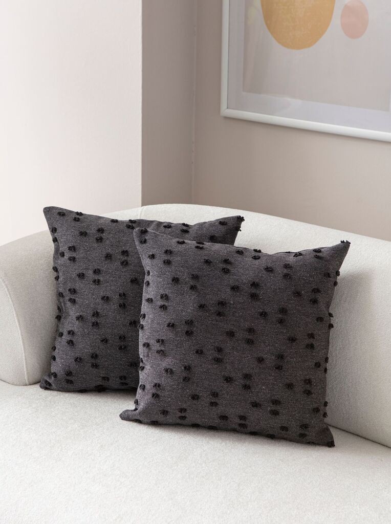 Aberto Design Set ukrasnih jastučnica Tuffet, 43x43 cm, 2 komada, Crna