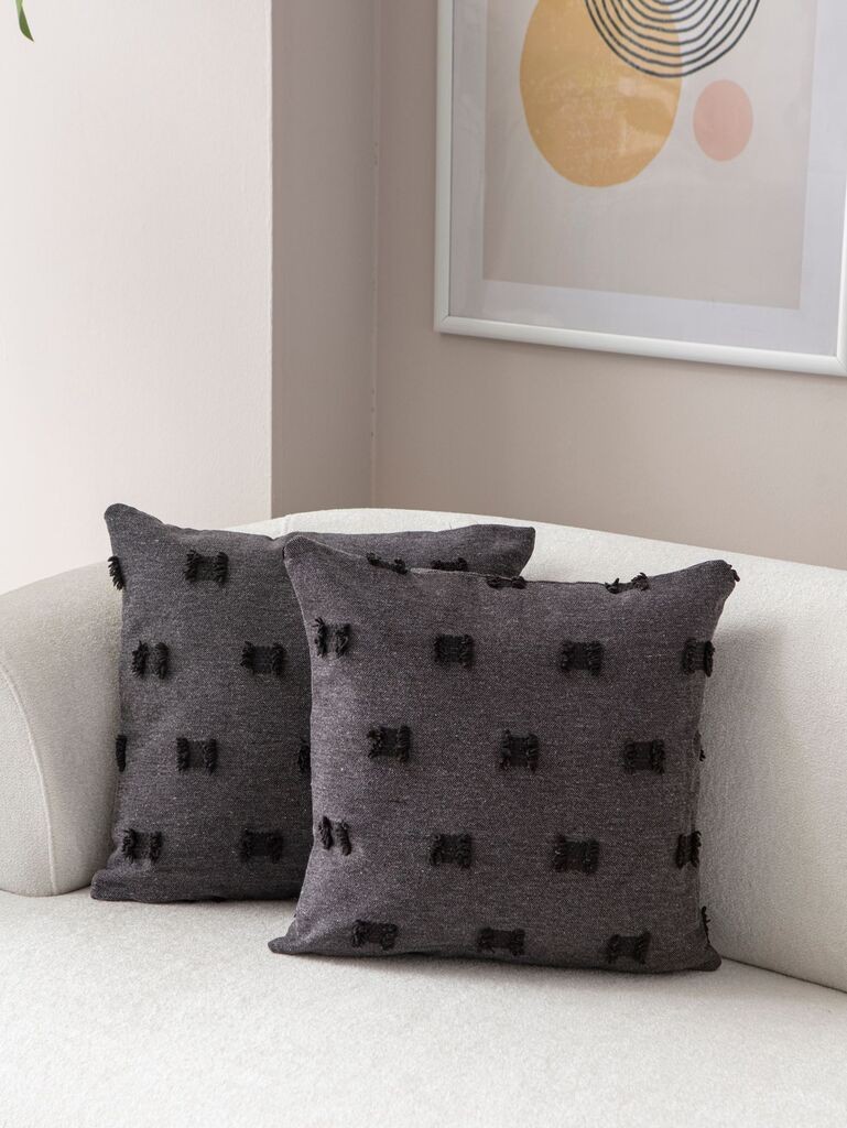 Aberto Design Set ukrasnih jastučnica Tuffet, 43x43 cm, 2 komada, Crna