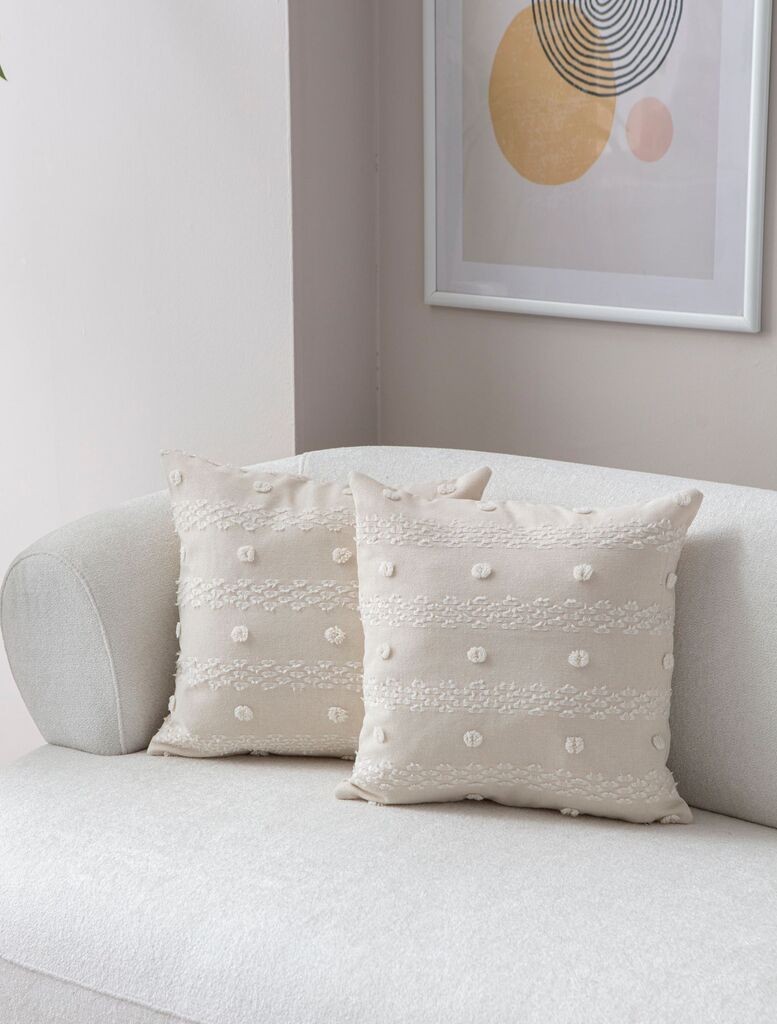Aberto Design Set ukrasnih jastučnica Tuffet, 43x43 cm, 2 komada, krem