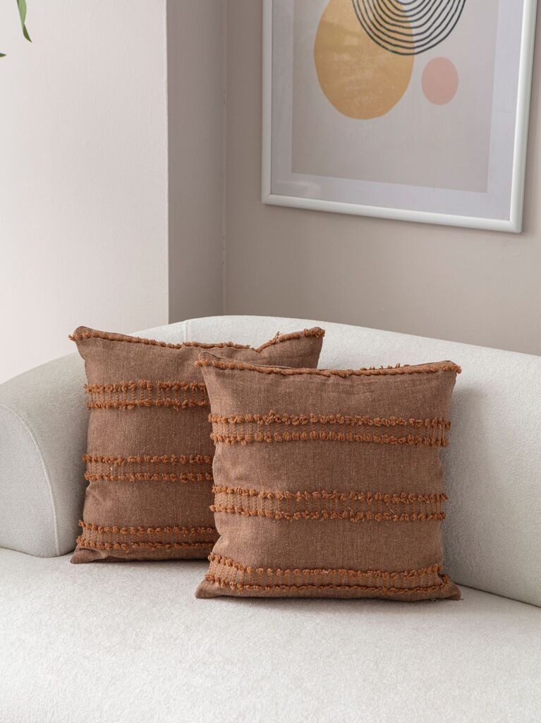 Aberto Design Set ukrasnih jastučnica Tuffet, 43x43 cm, 2 komada, Smeđa