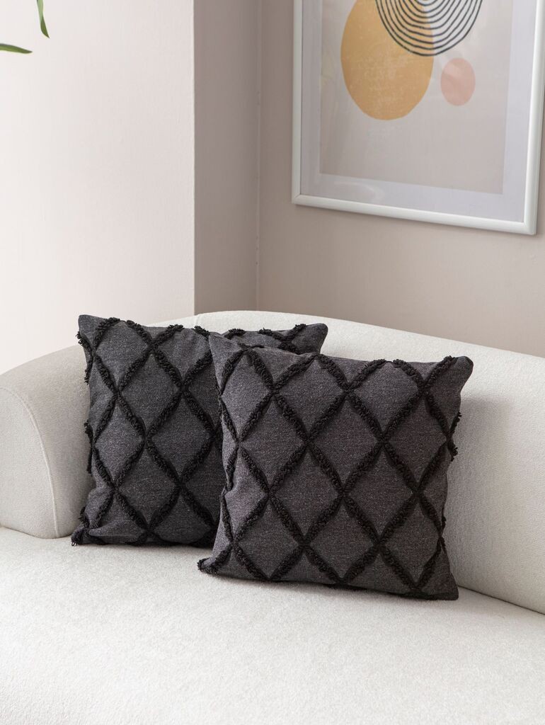 Aberto Design Set ukrasnih jastučnica Tuffet, 43x43 cm, 2 komada, Crna