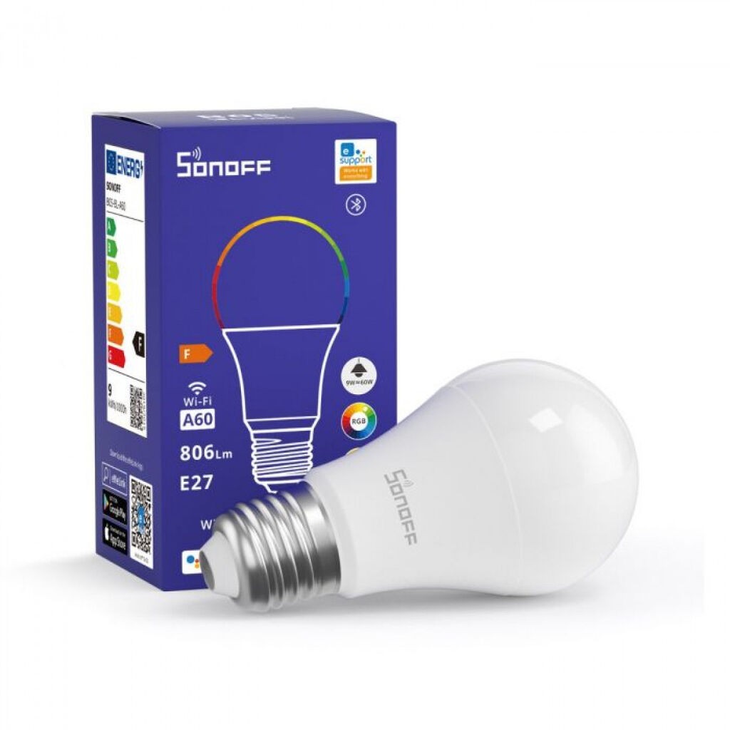 Sonoff Pametna LED lampa, Wi-Fi, Bluetooth, E27, 9W, RGB, Bijela