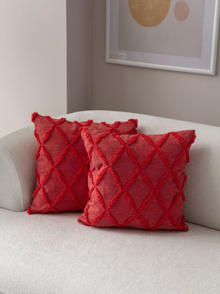 Aberto Design Set ukrasnih jastučnica Tuffet, 43x43 cm, 2 komada, Crvena