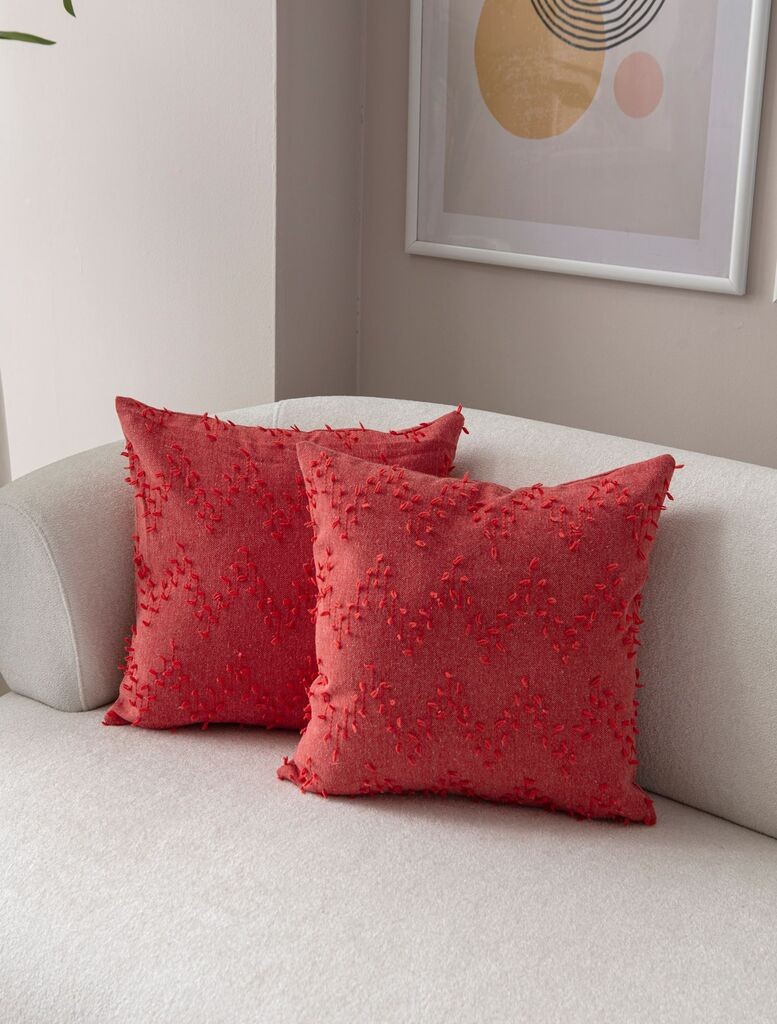 Aberto Design Set ukrasnih jastučnica Tuffet, 43x43 cm, 2 komada, Crvena