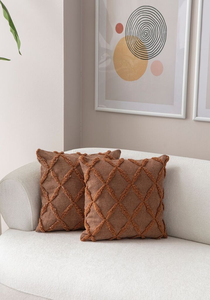 Aberto Design Set ukrasnih jastučnica Tuffet, 43x43 cm, 2 komada, Smeđa