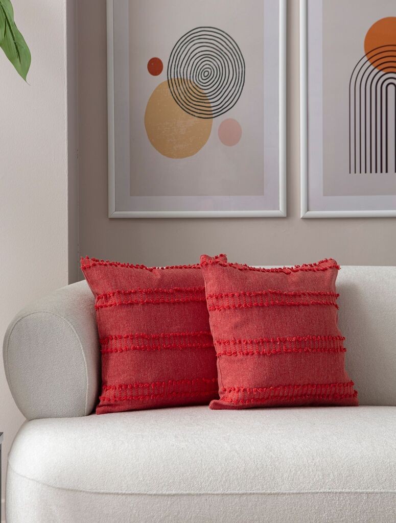 Aberto Design Set ukrasnih jastučnica Tuffet, 43x43 cm, 2 komada, Crvena