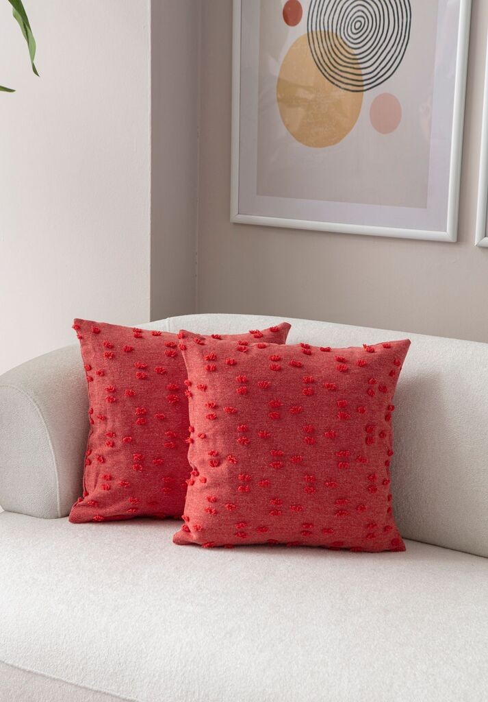 Aberto Design Set ukrasnih jastučnica Tuffet, 43x43 cm, 2 komada, Crvena