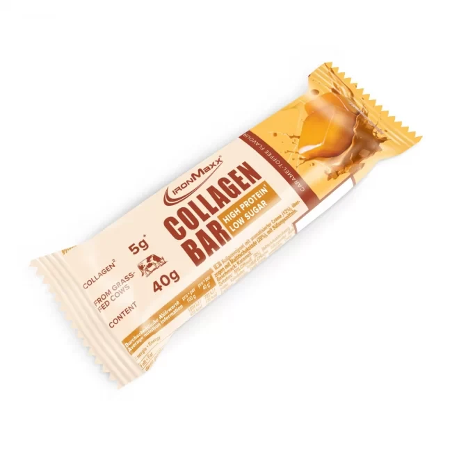 IronMaxx Collagen bar 40 g, Karamel – proteinska pločica s kolagenom