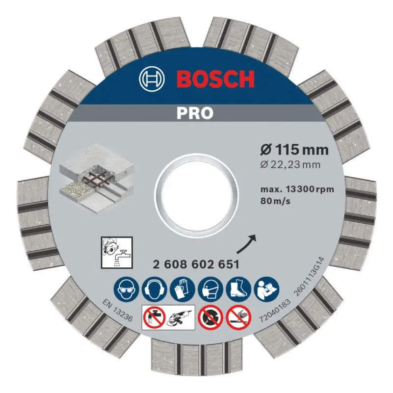 Bosch Ploča rezna dijamantna, 115x22.2, Beton