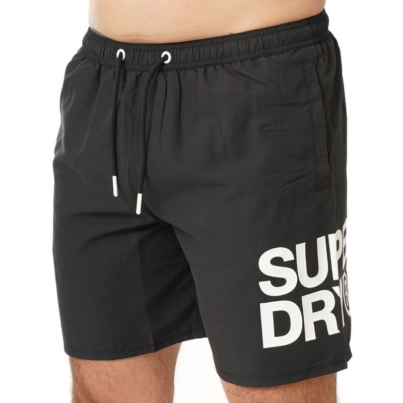 Superdry Muški kupaći šorts Sportswear Logo 17, Crni