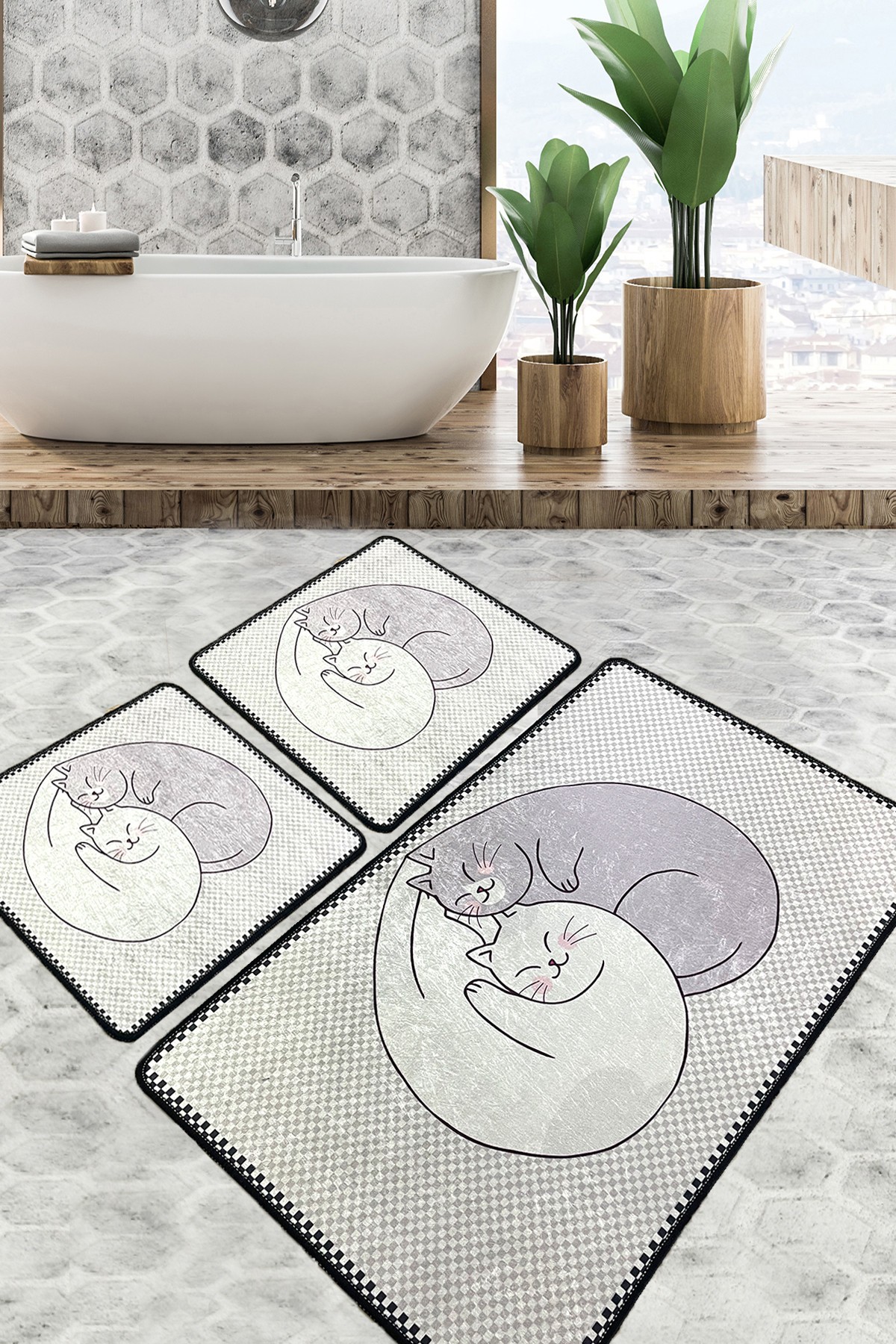 L'essentiel Maison Set od 3 kupaonska tepiha Colorful